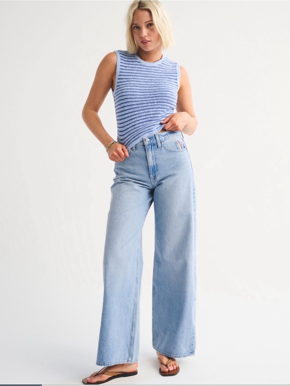 Abercrombie & Fitch Light Blue Wide Leg Jeans